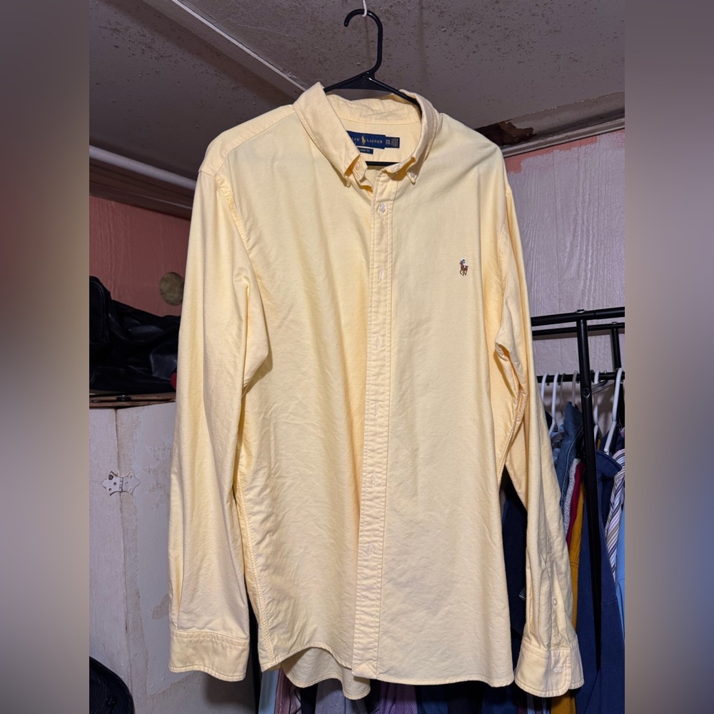 Ralph Lauren Yellow Button Down Oxford XXL Classic Fit Pony Long Sleeve Mens